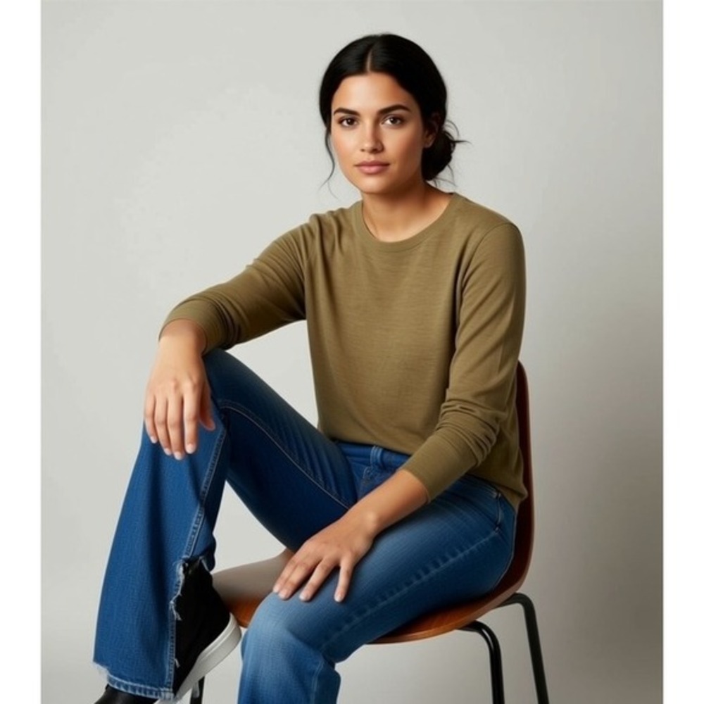 J.Crew Womens Crewneck Lightweight Knit Sweater Camel Tan Brown Long Sleeve - Picture 5 of 6